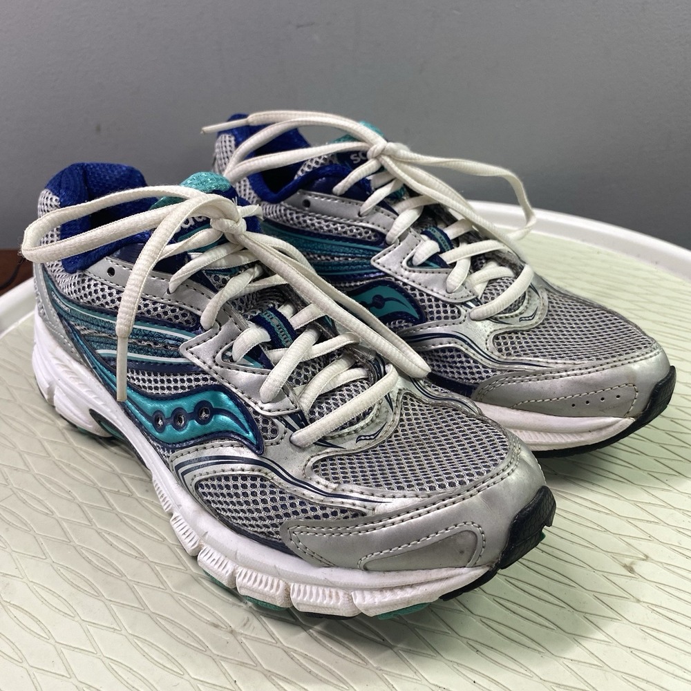Saucony Running Cohesion Women Sneakers White/Teal/Silver/Blue Shoe Sz.6.5